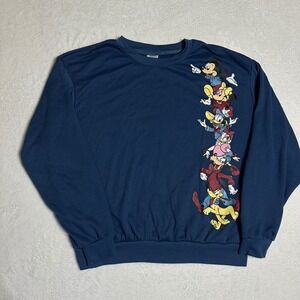 Disney Mickey and Friends Navy Blue Graphic Sweatshirt Womens Medium Jerry Leigh